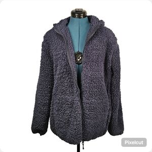 Women's Plush Teddy Jacket in Charcoal